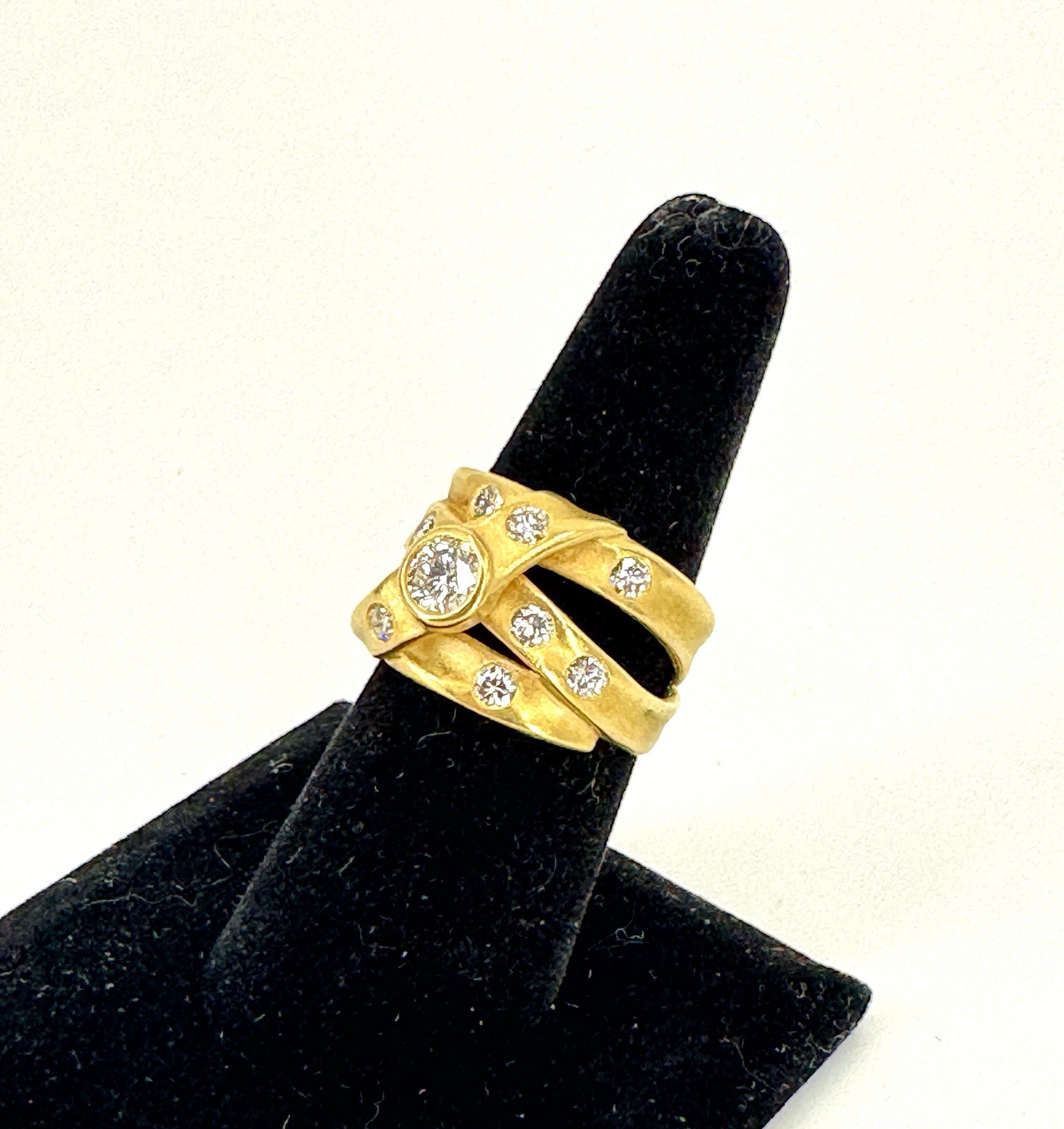 Estate Diamond 18k Gold Chieko+ Luxe Line Cocktail Statement Ring Signed