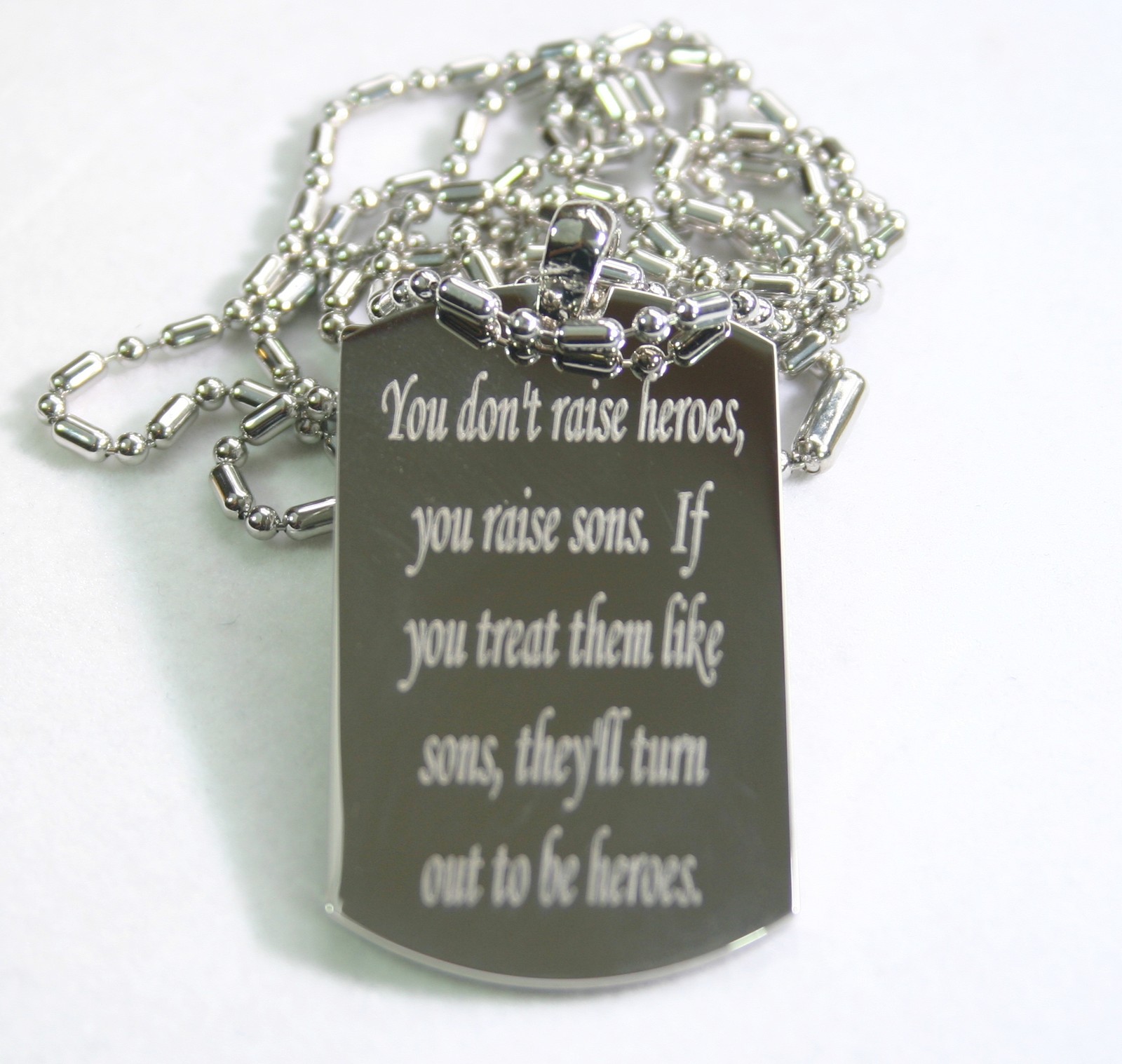 SOLID STAINLESS STEEL 1.6MM #1 SON DOG TAG NECKLACE AND CHAIN FREE ENGRAVE BACK