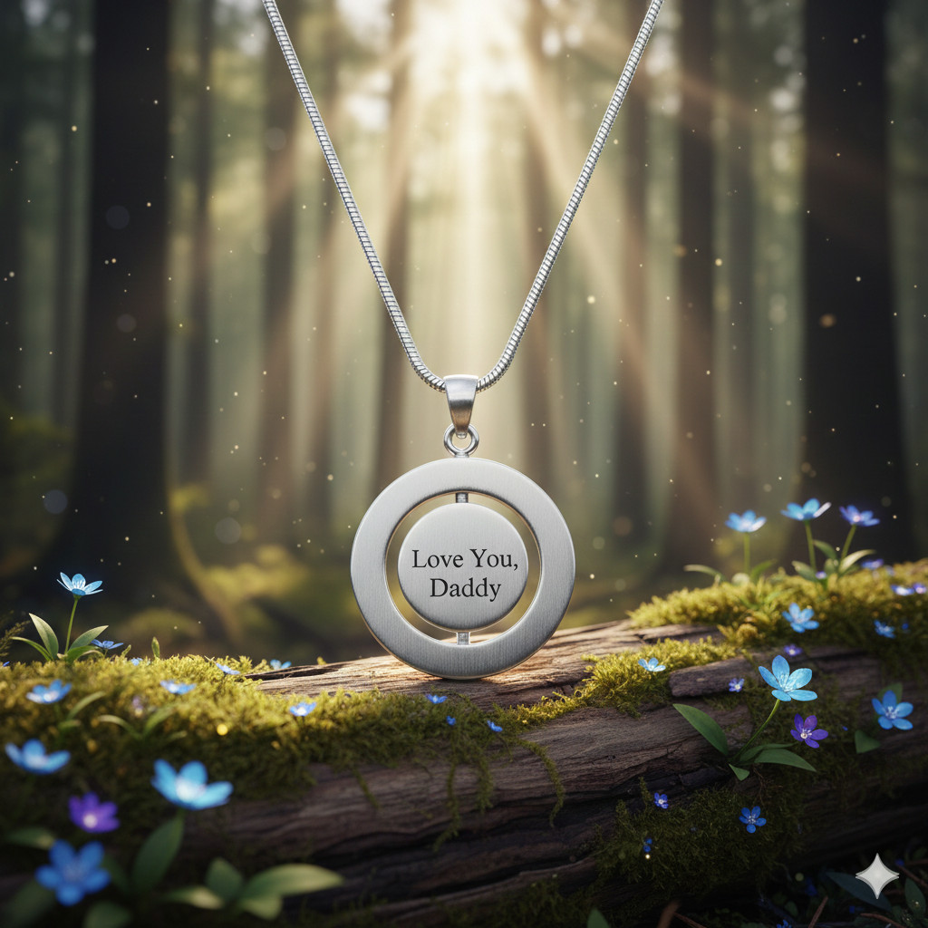 Custom Engraved Spinning Circle Rotatable Pendant –Personalized Gift Him Her