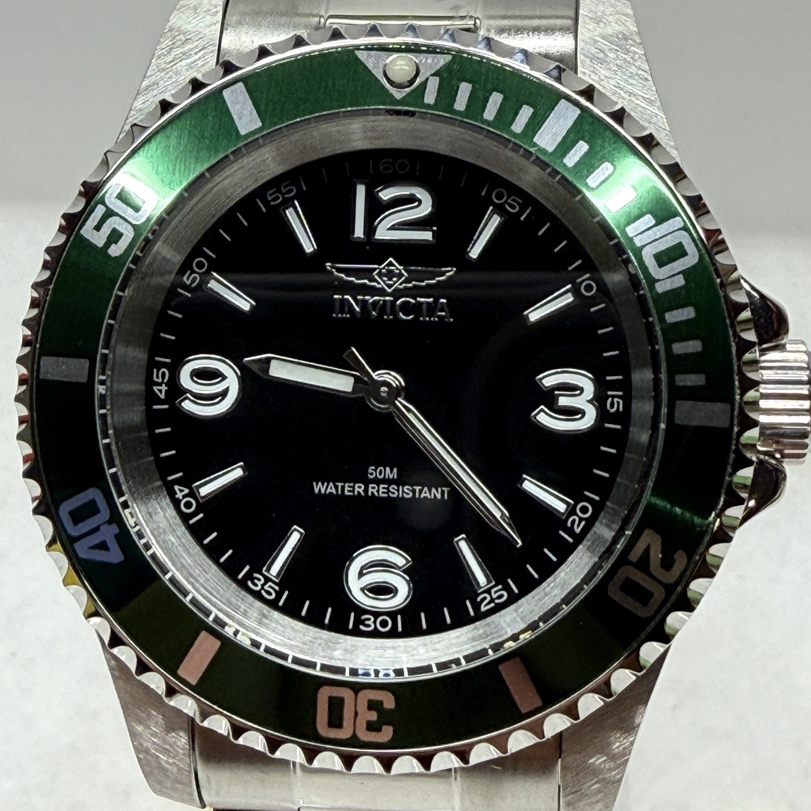 Invicta Specialty Rowan 49338 Men’s Watch Quartz Black Dial Green Bezel New