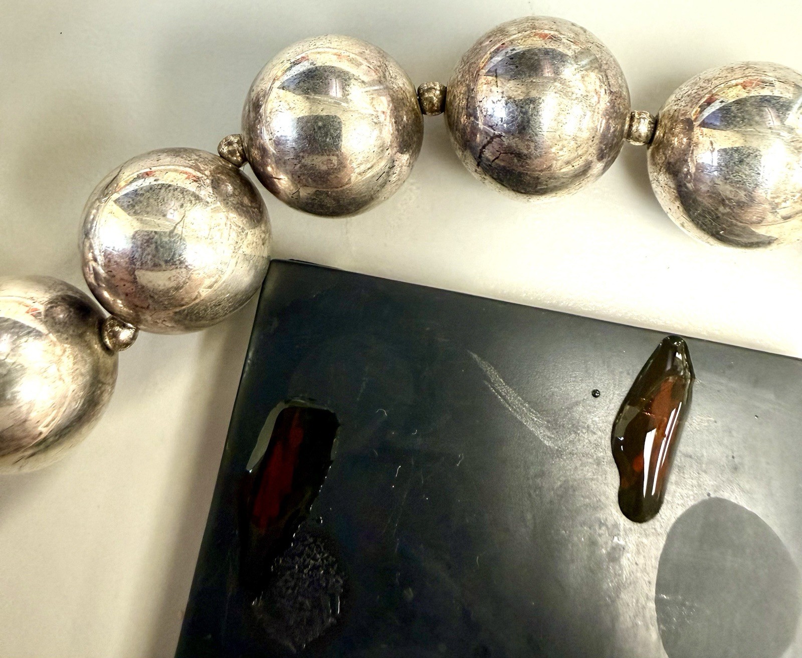 VTG.Premier Designs Sterling Silver Graduated Bead Necklace 54.46g Southwestern