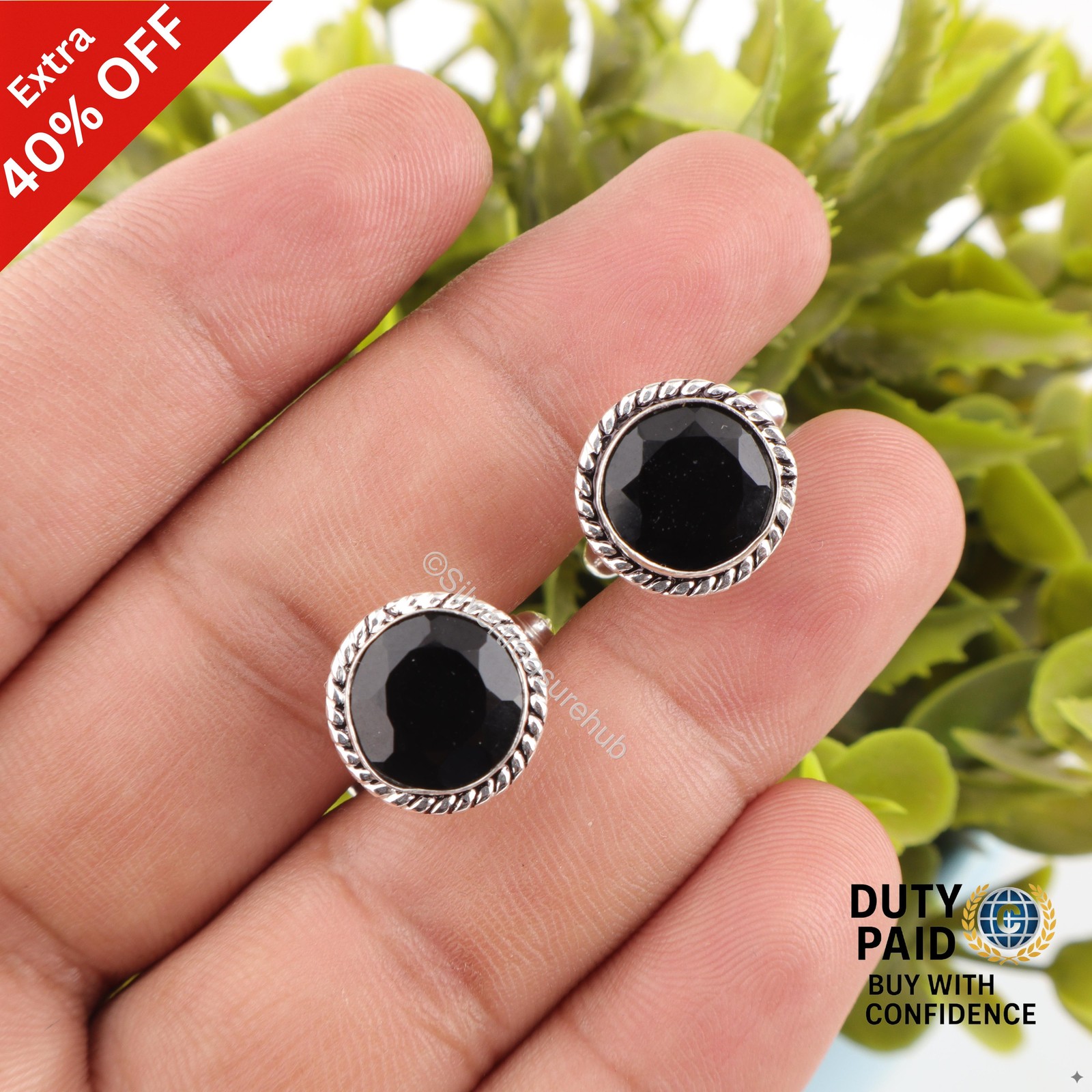 Natural Black Onyx Mens Gifts Art Deco Classic Luxury Cufflinks Sterling Silver