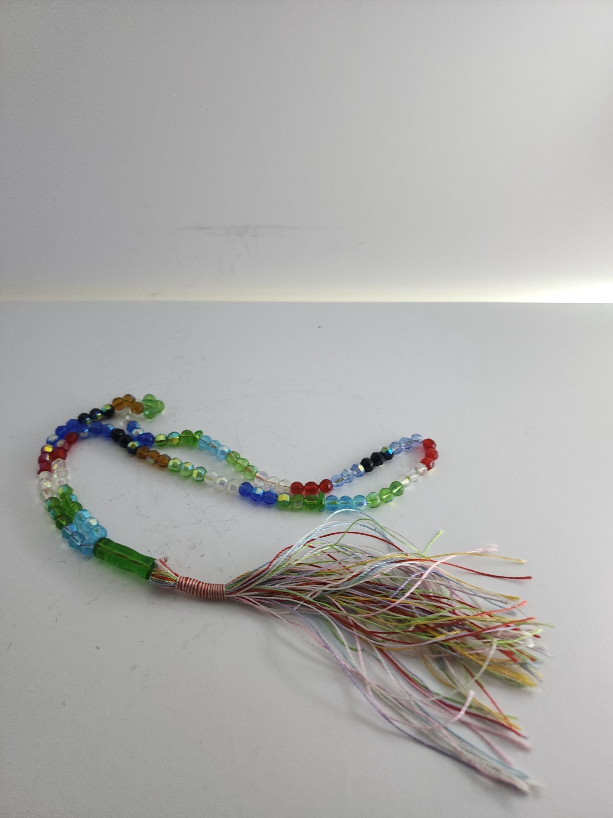 Multicolor Faceted Glass Meditation Beads Souvenir Strand with Tassel