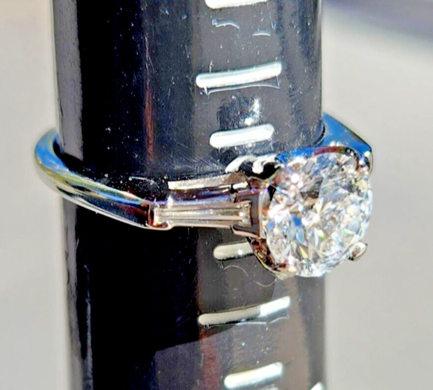 1.48CTW. Platinum Iridium IGI 1.23ct. E VVS2 Lab Created Diamond Engagement Ring