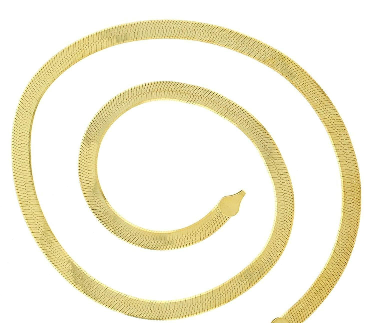 Men&Womens Genuine 18K Gold Filled Italian 16-24″ Flat Snake Chain Necklace C764