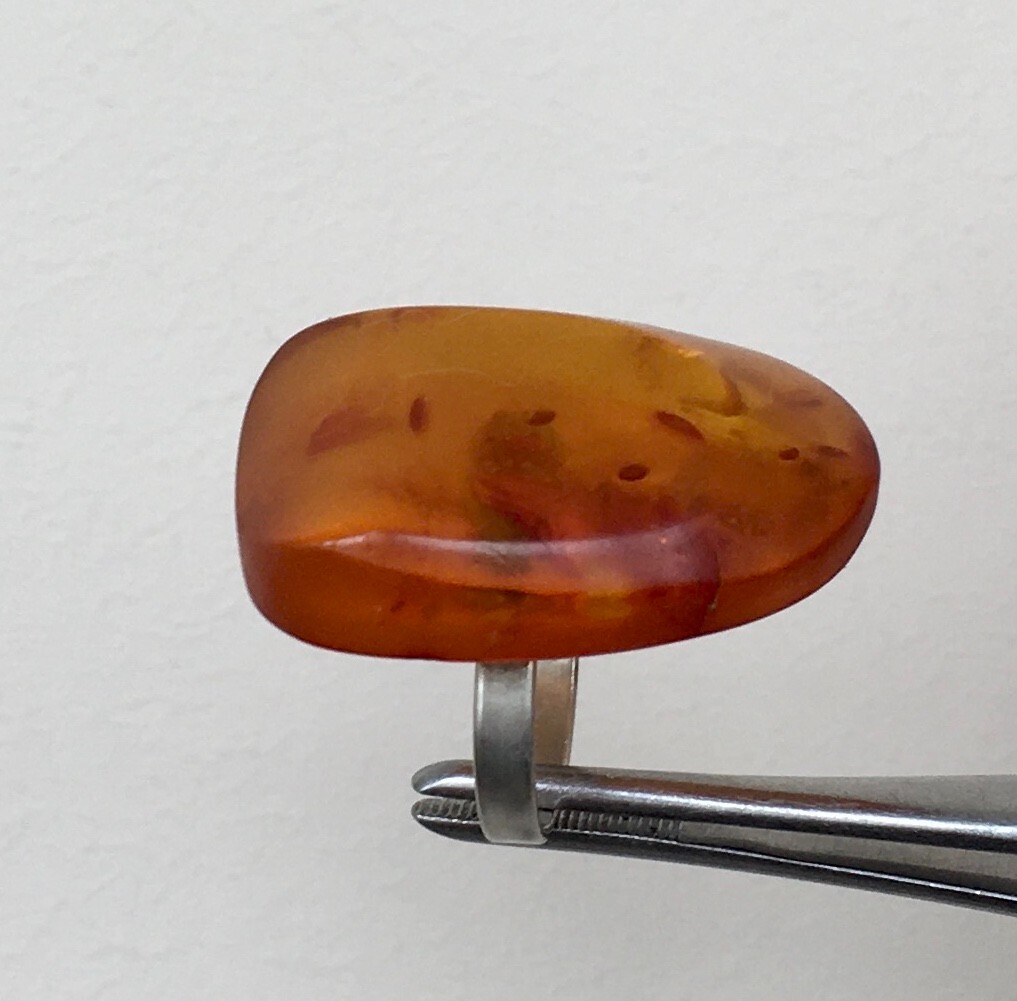 Ring made of Natural Amber Cupronickel USSR period Size 8 18.25 mm 8.86 gr