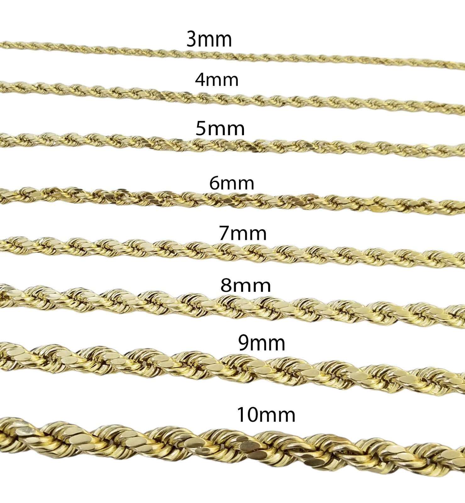 Real 10k Gold Rope Chain Necklace 18″-30″ Inch 3mm-10mm Men & Women DISCOUNT