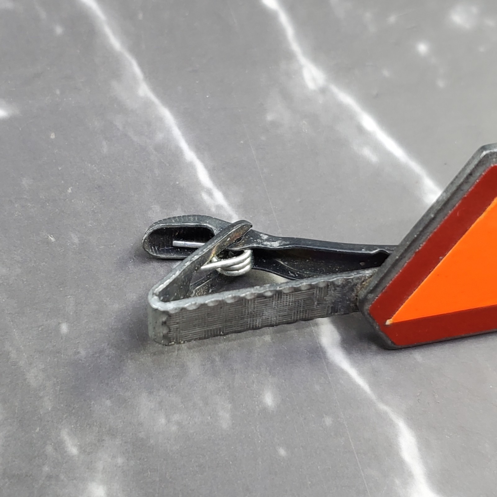 Vintage Ag Tronics Slow Moving Vehicle Tie Bar Clip Warning Sign