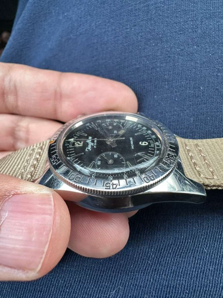 Jungfrau Skin Diver Chronograph 1960s Valjoux 92 Manual Wind 36mm