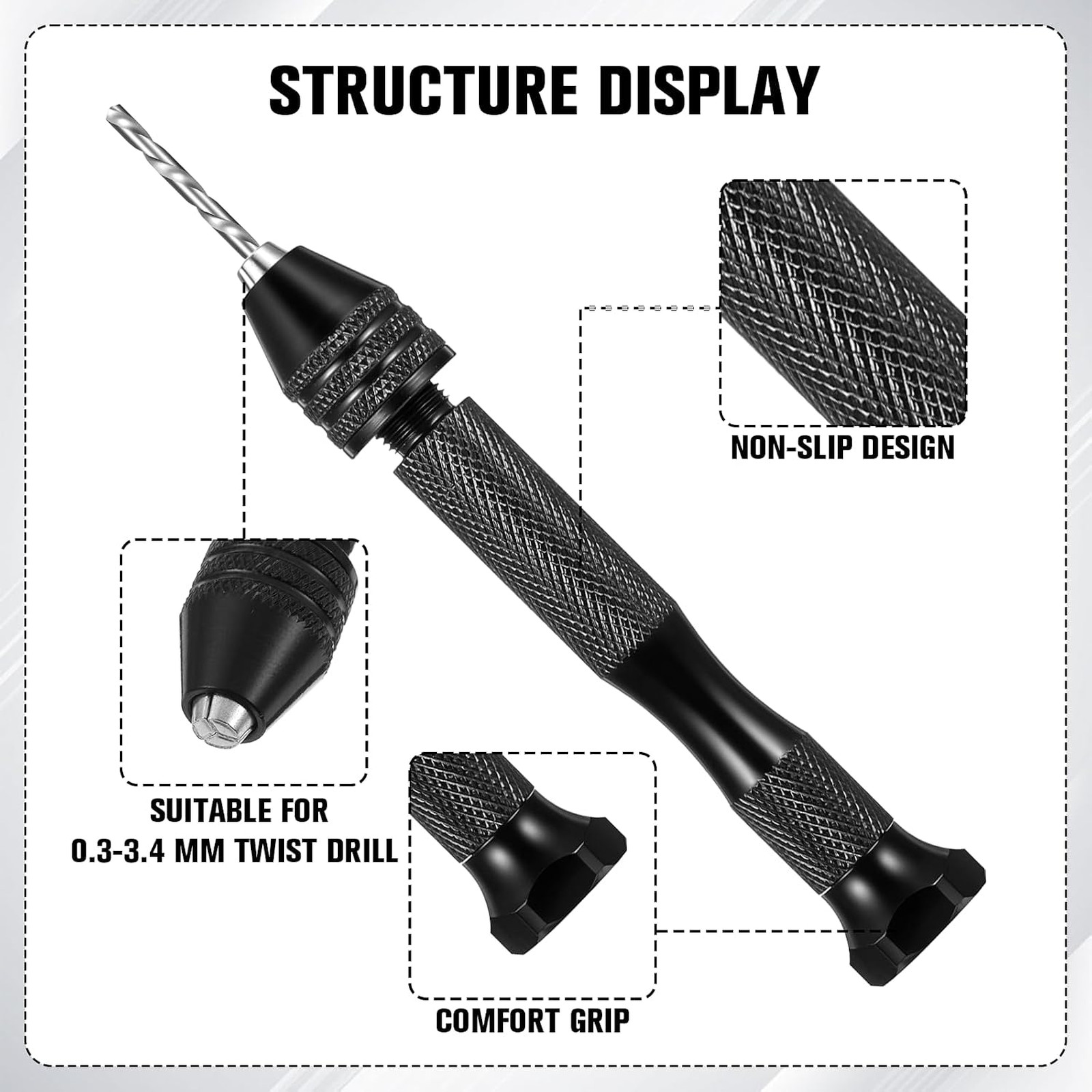 Hand Drill Bits Set with Pin Vise – 59 Pcs Micro Drill Bits Set Including 48