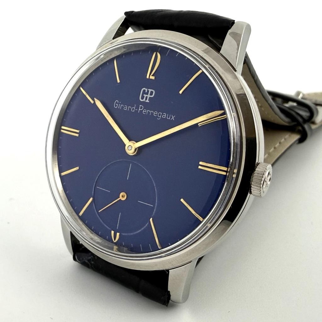 SWISS JUMBO GIRARD PERREGAUX MANUAL WIND NICE BLUE DIAL STEEL VINTAGE WATCH