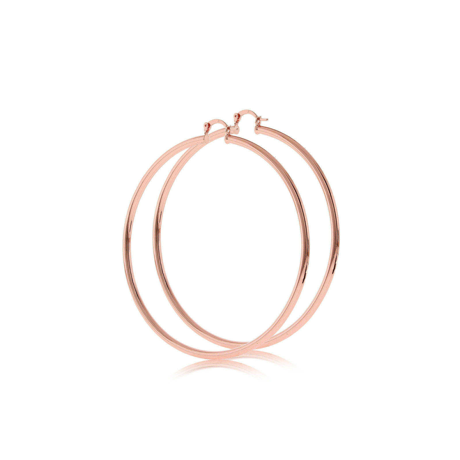 Women’s 3mm Real 14K Rose Gold Filled Round BIG Hoop Earrings Click Top 40-100mm
