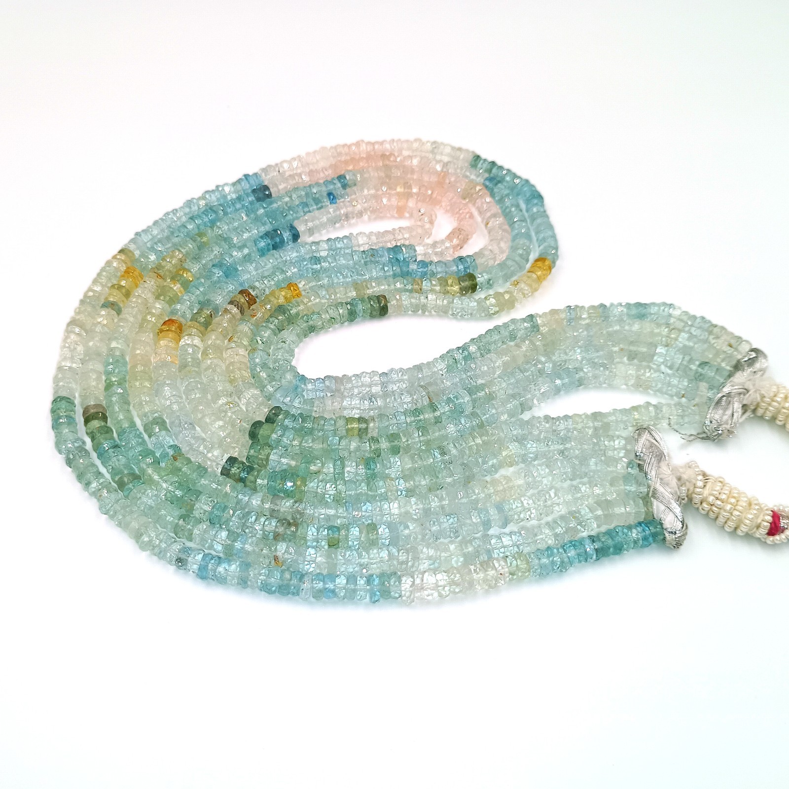 Aquamarine Saded Faceted Gemstone 20 Inch Beads Single Strand Necklace gifts,