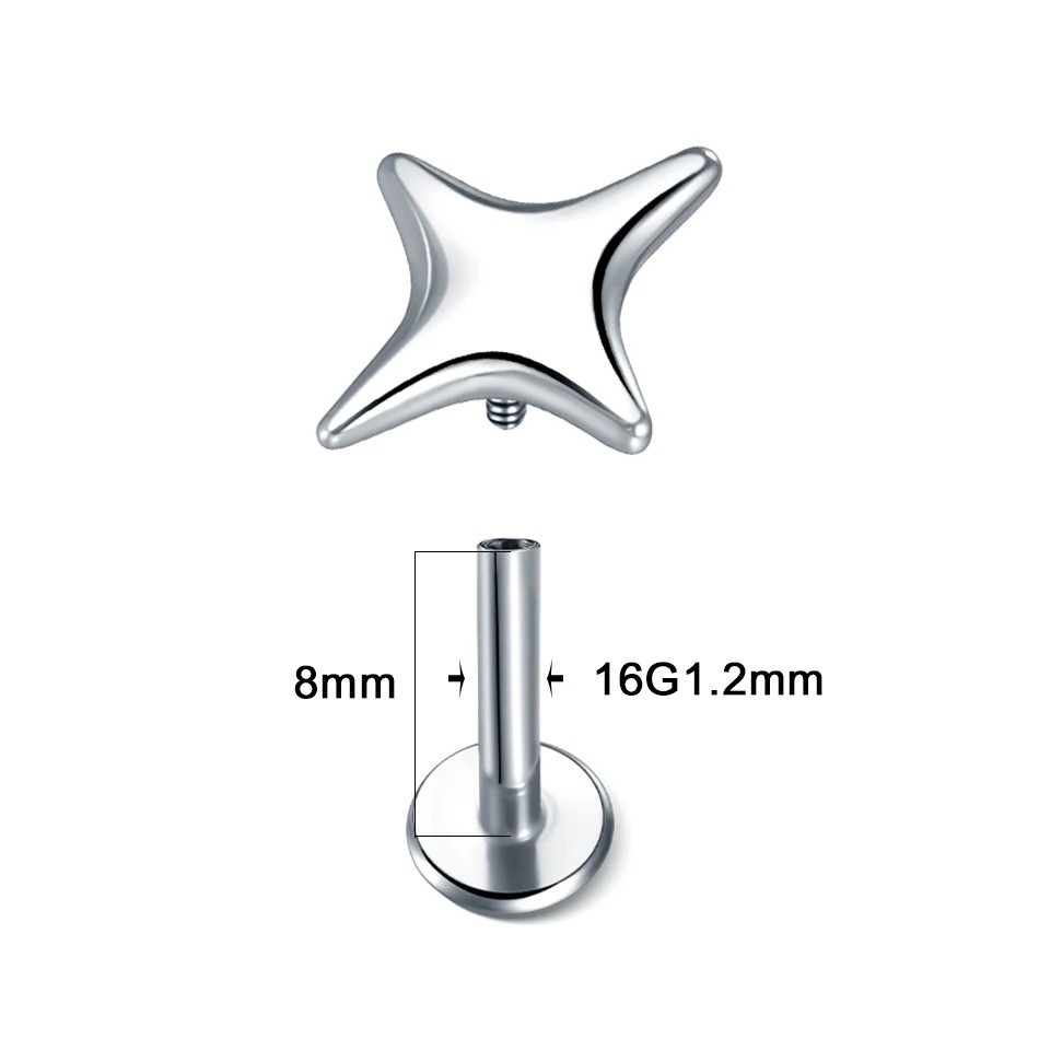 316L Steel Internally Threaded Labret Stud 16G Ear Cartilage Helix Tragus Ring