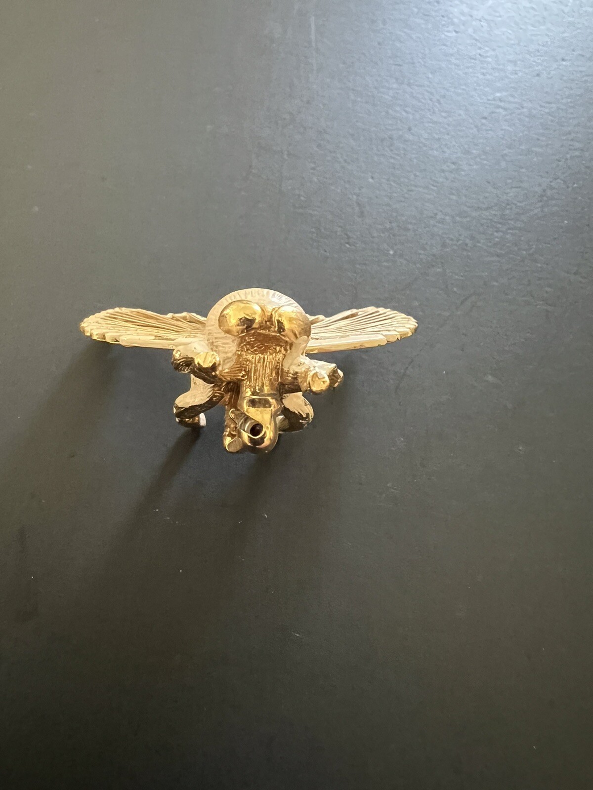 Vintage Monet Brooch Pin Bumble Bee w/Wired Wings Gold Tone Metal And Enamel