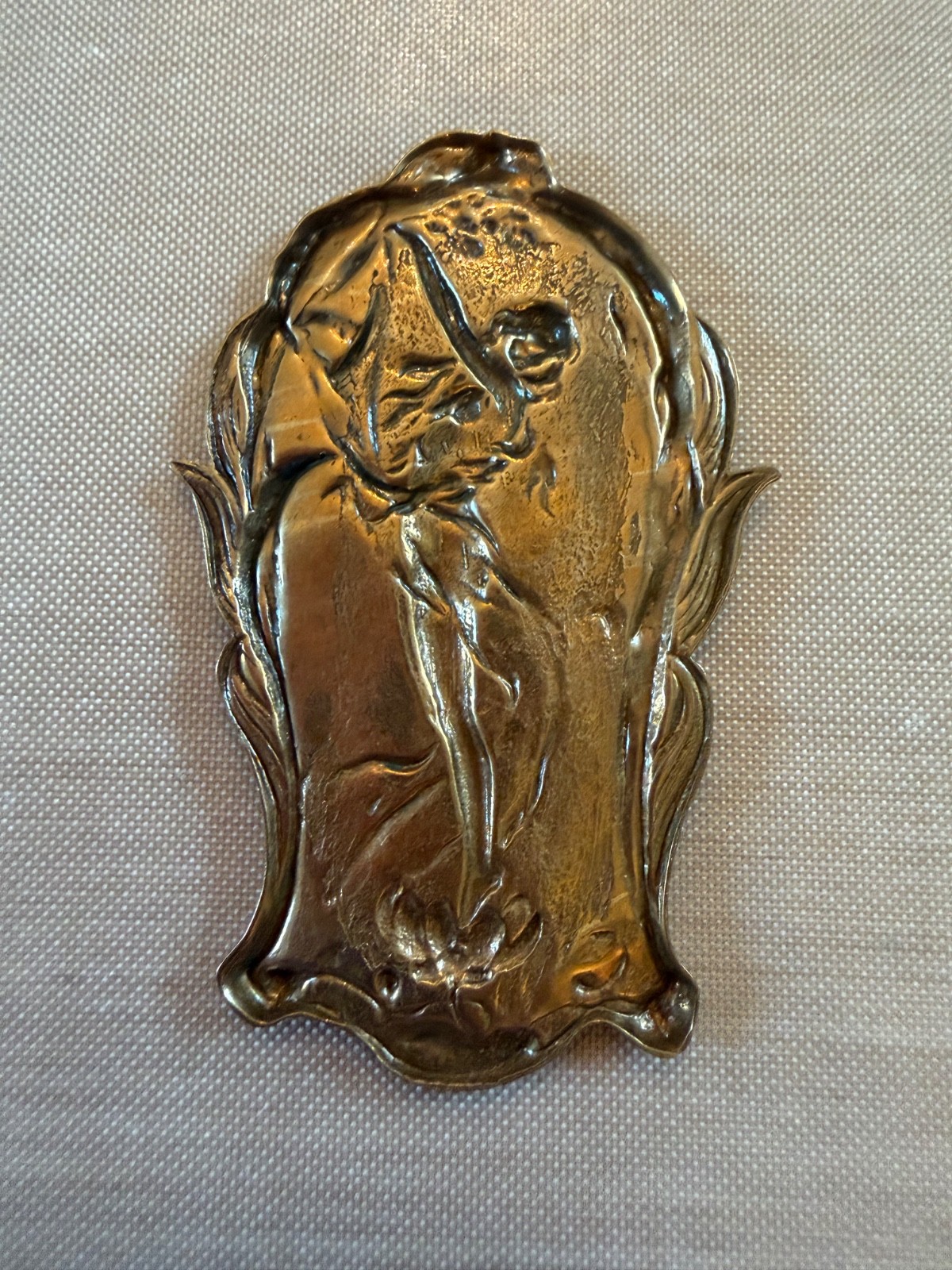 Vintage NOS Art Nouveau Brass Fairy Stamping Woodland Nymph Jewelry Finding 61mm