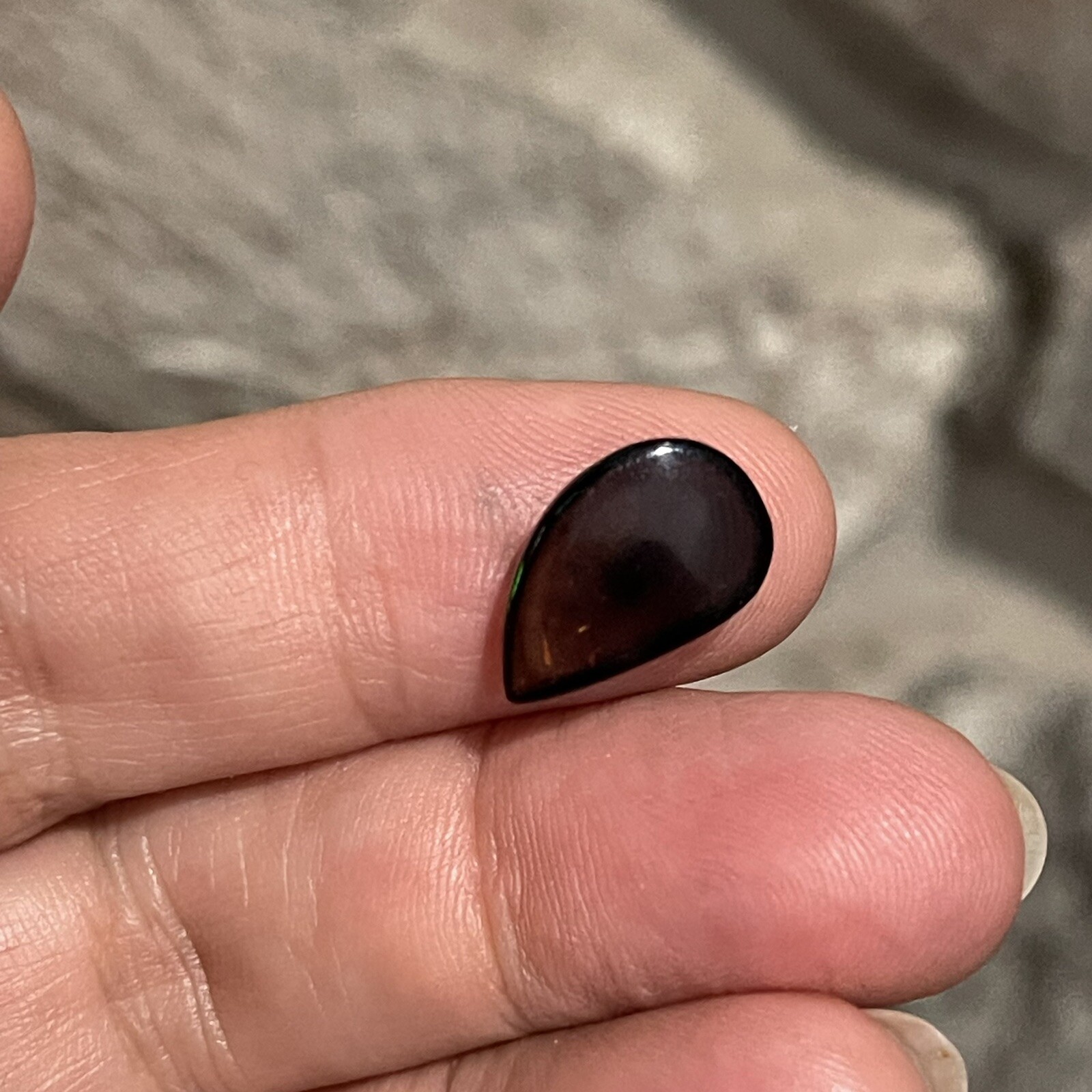 2.65ct 15x10x3.8mm Evil Eye Smoked Ethiopian Welo Opal Teardrop Cabochon Gem