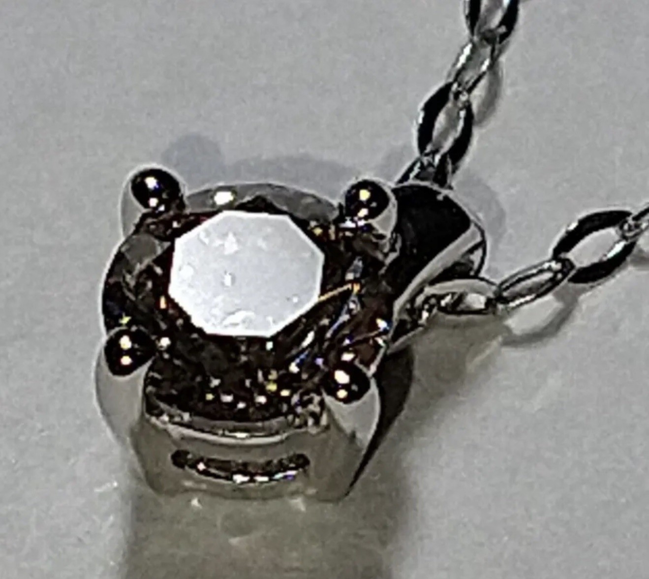 Solid platinum 0.40 carat diamond pendant chain necklace 1.8 grams – 18″ pt950