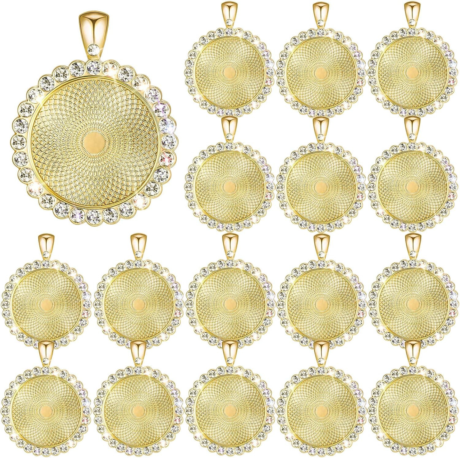 32 Pieces Rhinestone Bezel Pendant Trays Blanks Cabochon Pendant Setting DIY Tra