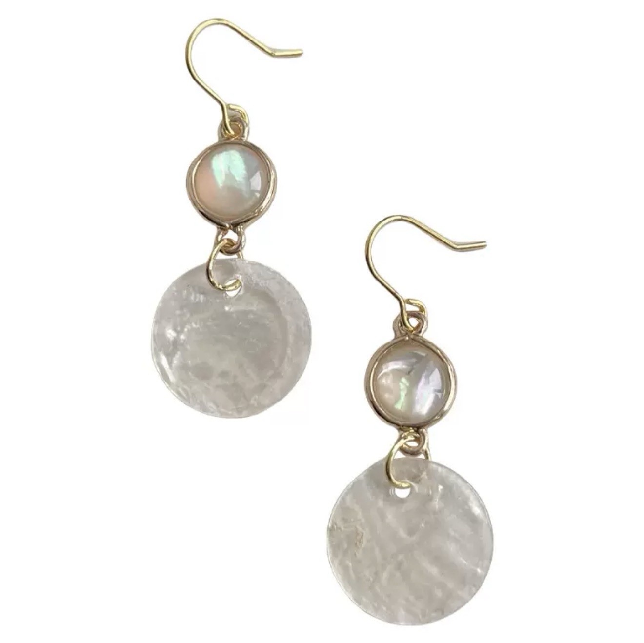Handmade Copper Alloy Drop Earrings Natural Shell Resin Dangle Women Jewelry