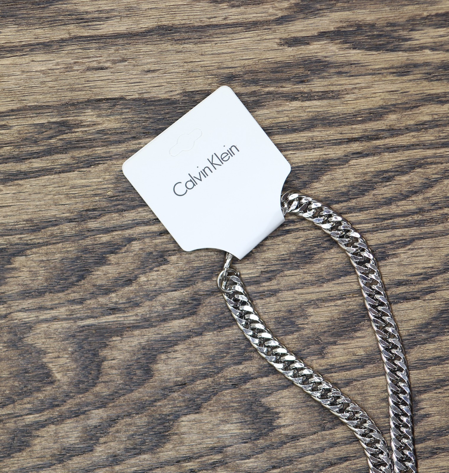 Calvin Klein Curb Cuban Link Chunky Chain Necklace Silver Gray