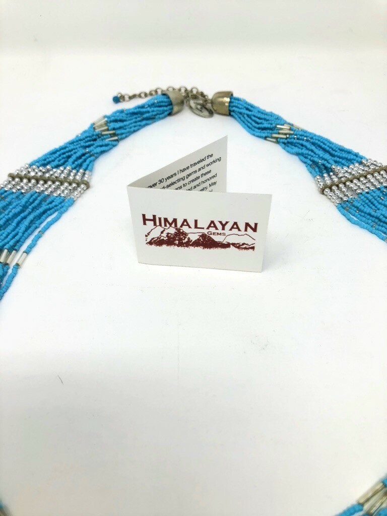 Himalayan Gems Hippie Style Waterfall Necklace Blue Larimar 20 Strands – New!