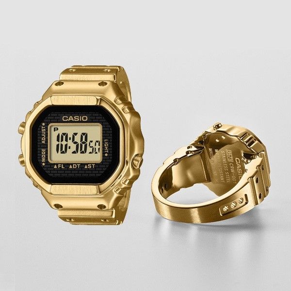 New and Unopened CASIO RING WATCH CRW 001G 9JR Casio Ring Watch With Tag Gold