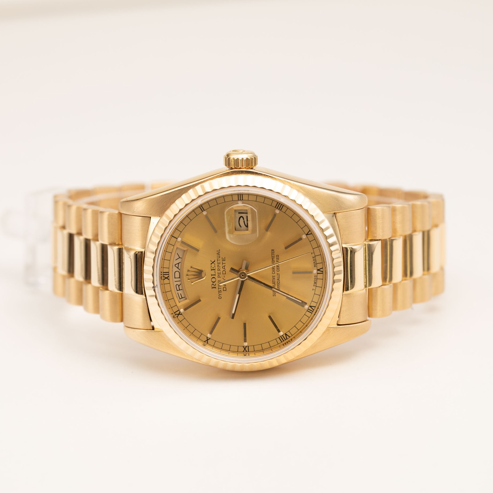 Presidential Rolex Day-Date 18038 Watch 36mm Champagne Dial 18K Yellow Gold