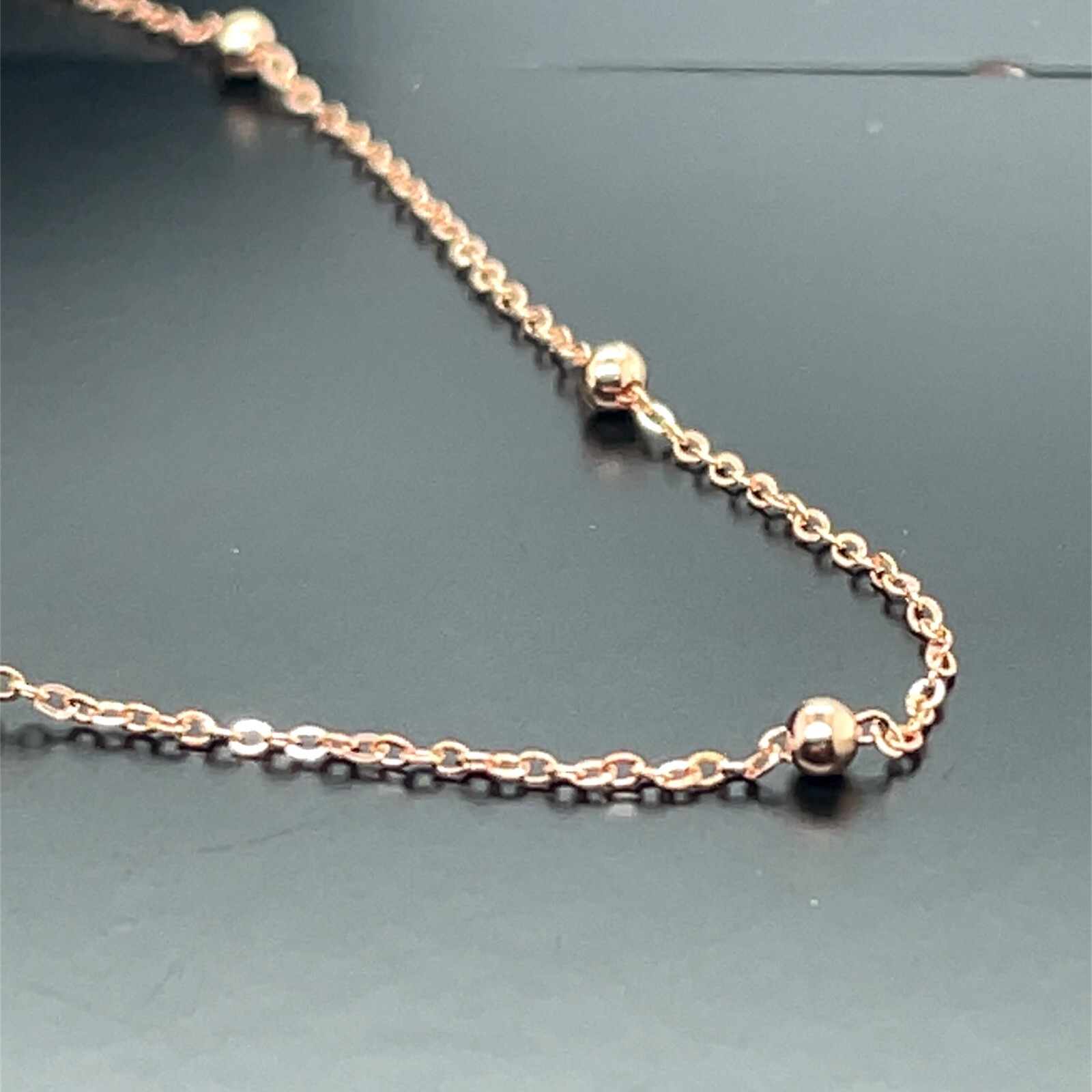 9ct Rose Gold Flat Trace Bead Chain Necklace 2mm Ladies Womens 16 18 20 22 24″