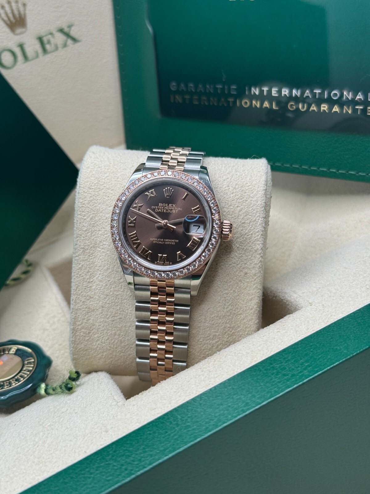 Rolex Lady-Datejust Unworn Chocolate Brown Roman Dial Diamond Bezel 279381RBR