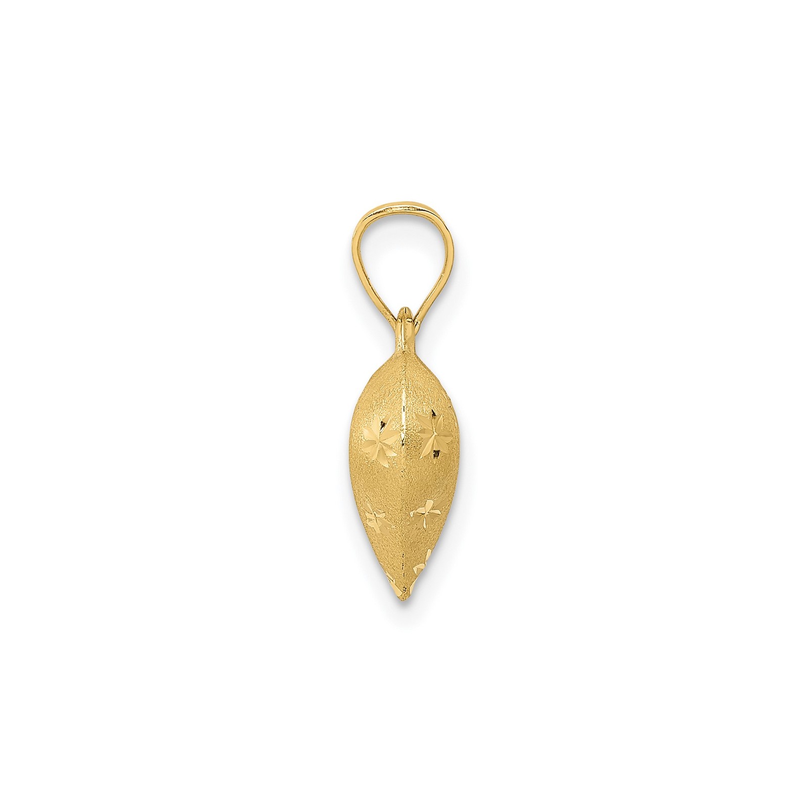 14k Yellow Gold Polished and Satin Diamond-cut 3-D Puffed Heart Pendant Necklace