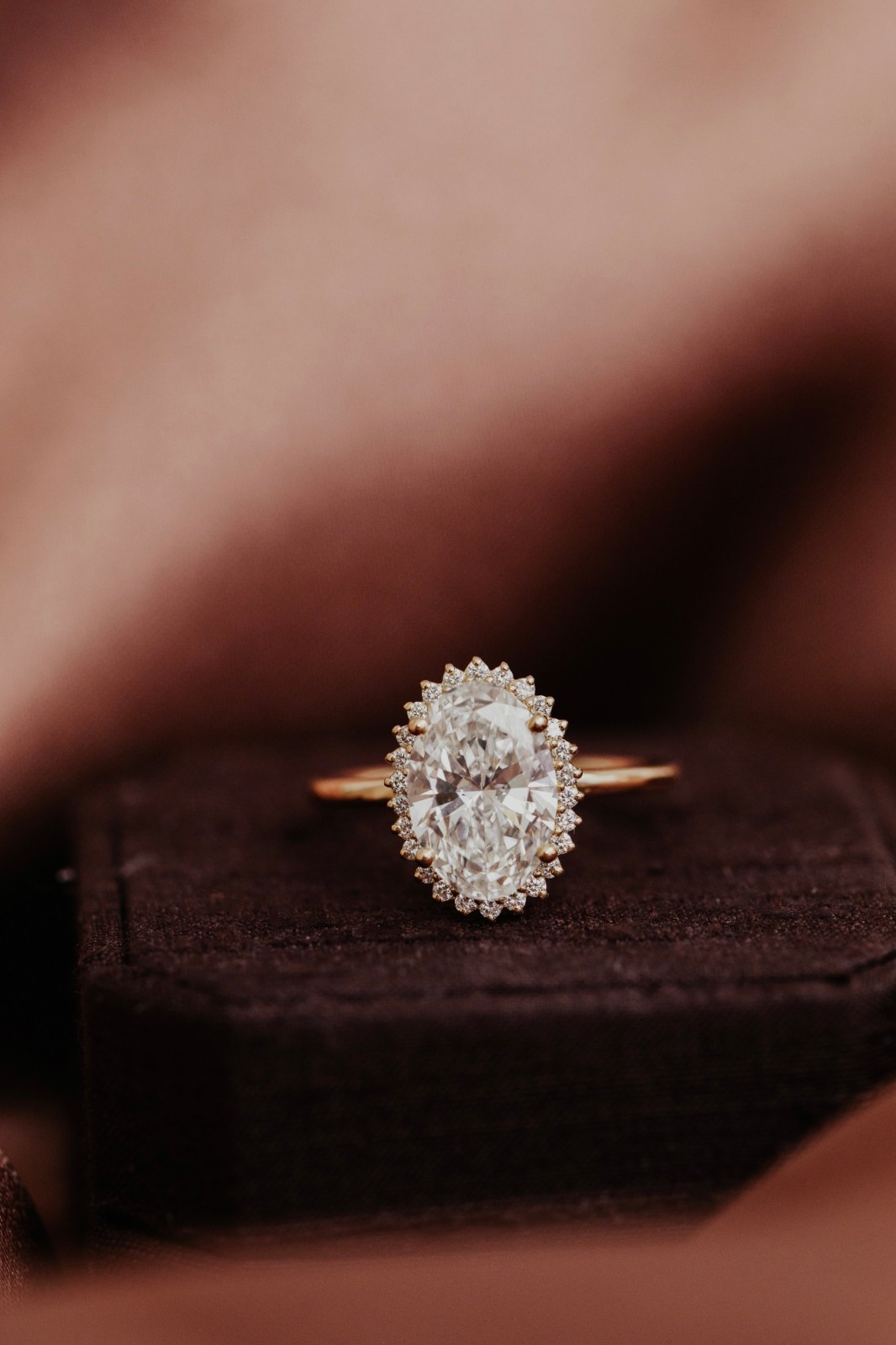 Natural Diamond Oval Halo Engagement Ring 14K Gold Vintage Style Solitaire