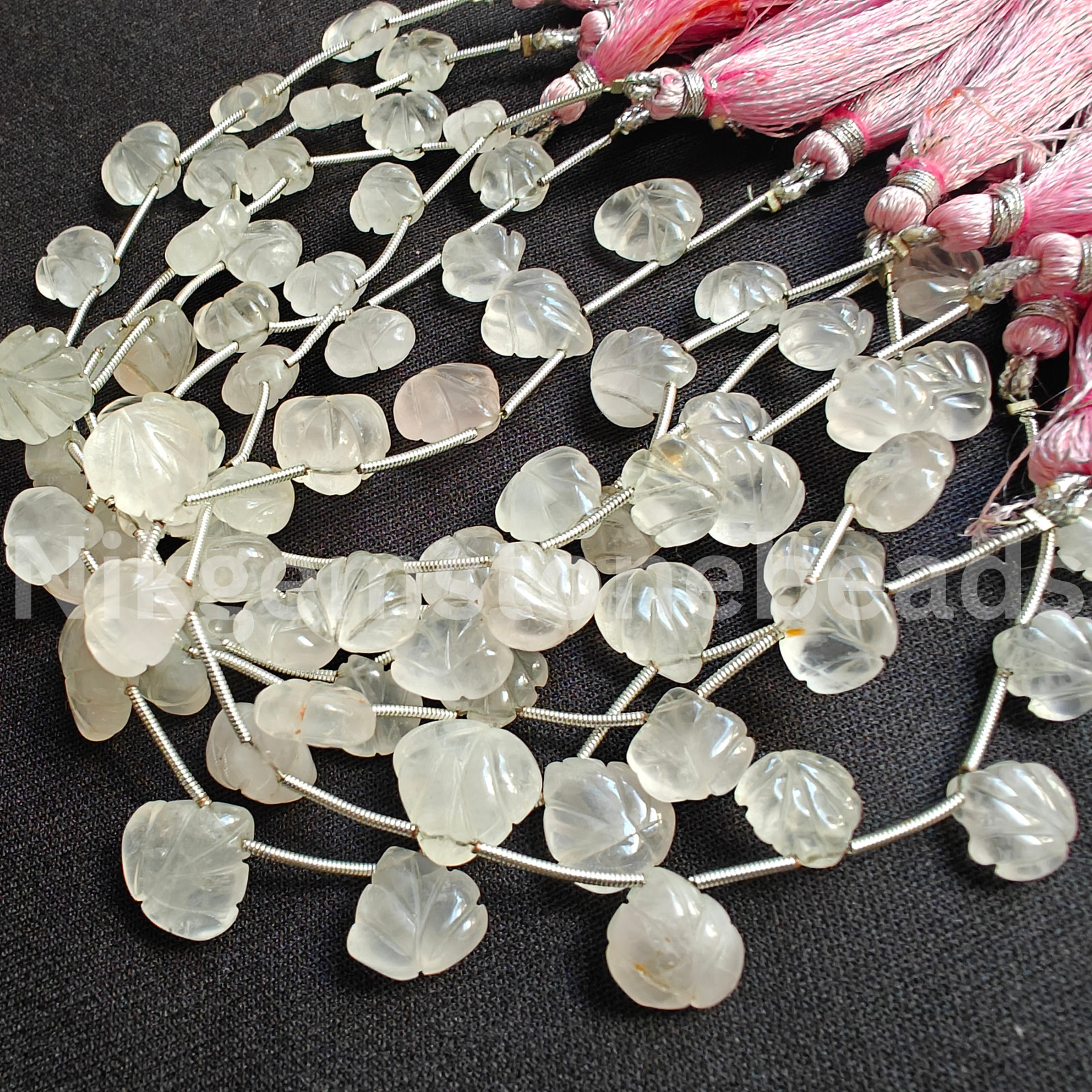 Natural Pink Rose Quartz Beads, Smooth Carving Heart (Leaf) Gems, 11.00-12.50 MM