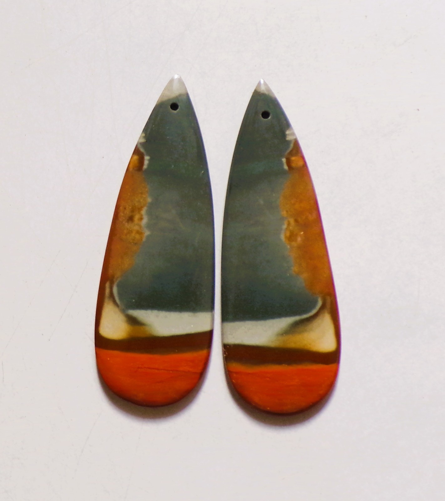 46.80 Cts Natural Polychrome Jasper Drilled Cabochon Pair Gemstone 49.4X17MM 77