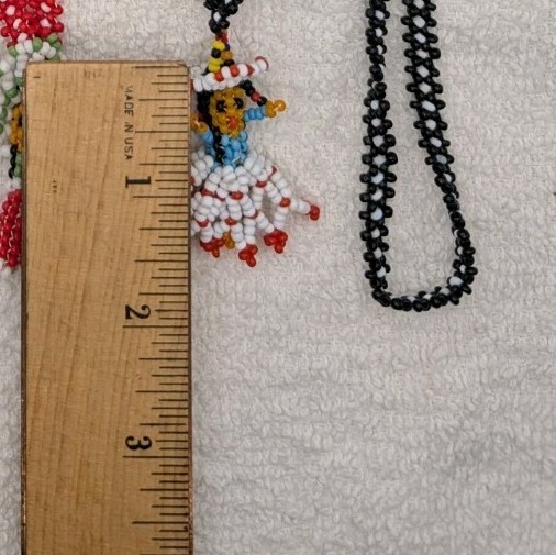 3 Woven Crafted Seed Bead Doll Pendant Necklaces Southwest American Indian Vtg