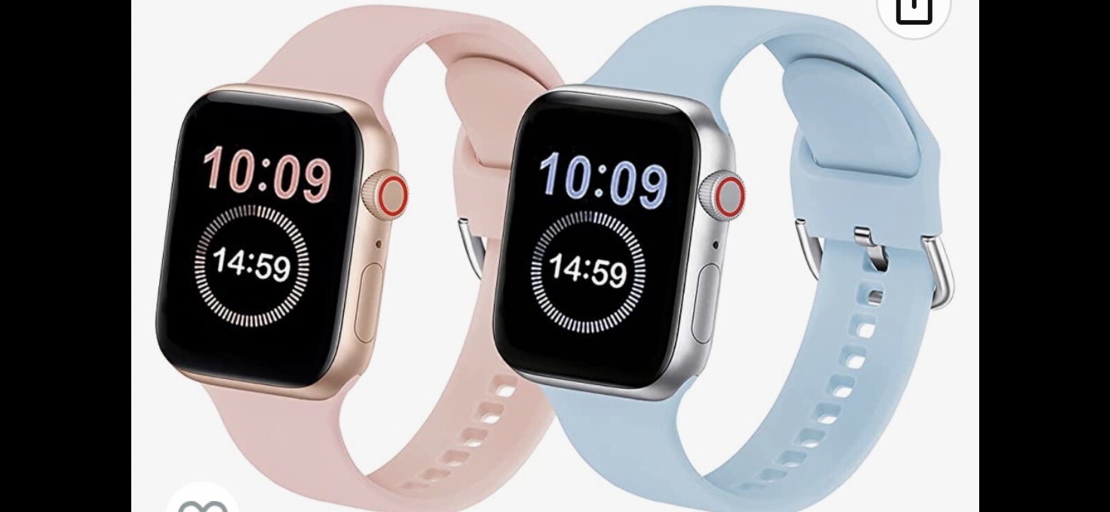 Replacement Silicone Bands For Apple iWatch Sport 38mm Pink Sand/Light Blue NIB