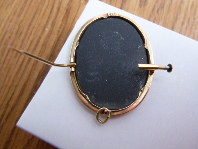 Antique Victorian PIETRA DURA Micro mosaic Pin PENDANT 12K Gold Flower Italy Box