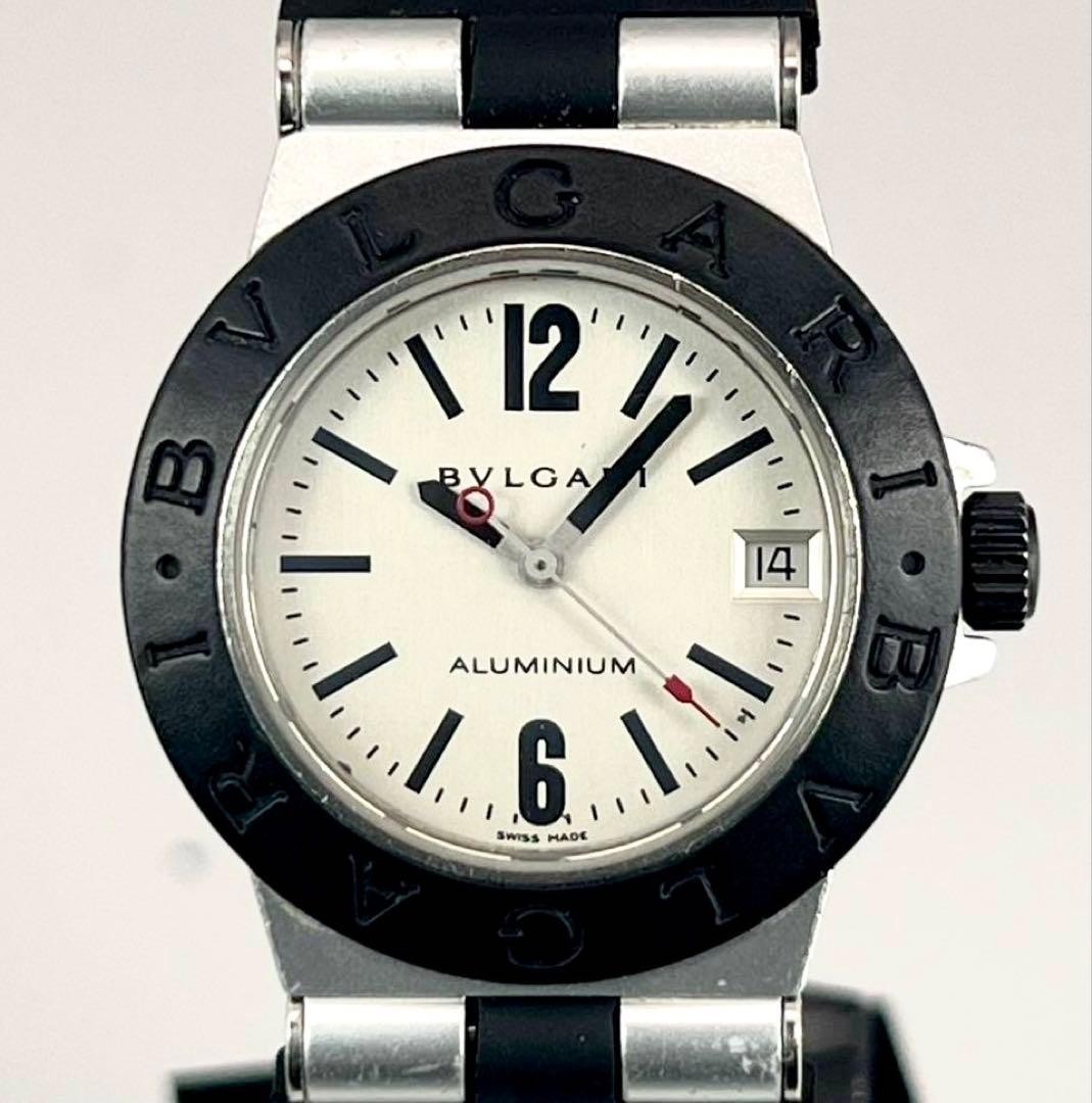 Bvlgari Aluminum AL32TA Quartz White Dial Boys Watch Japan 0714518