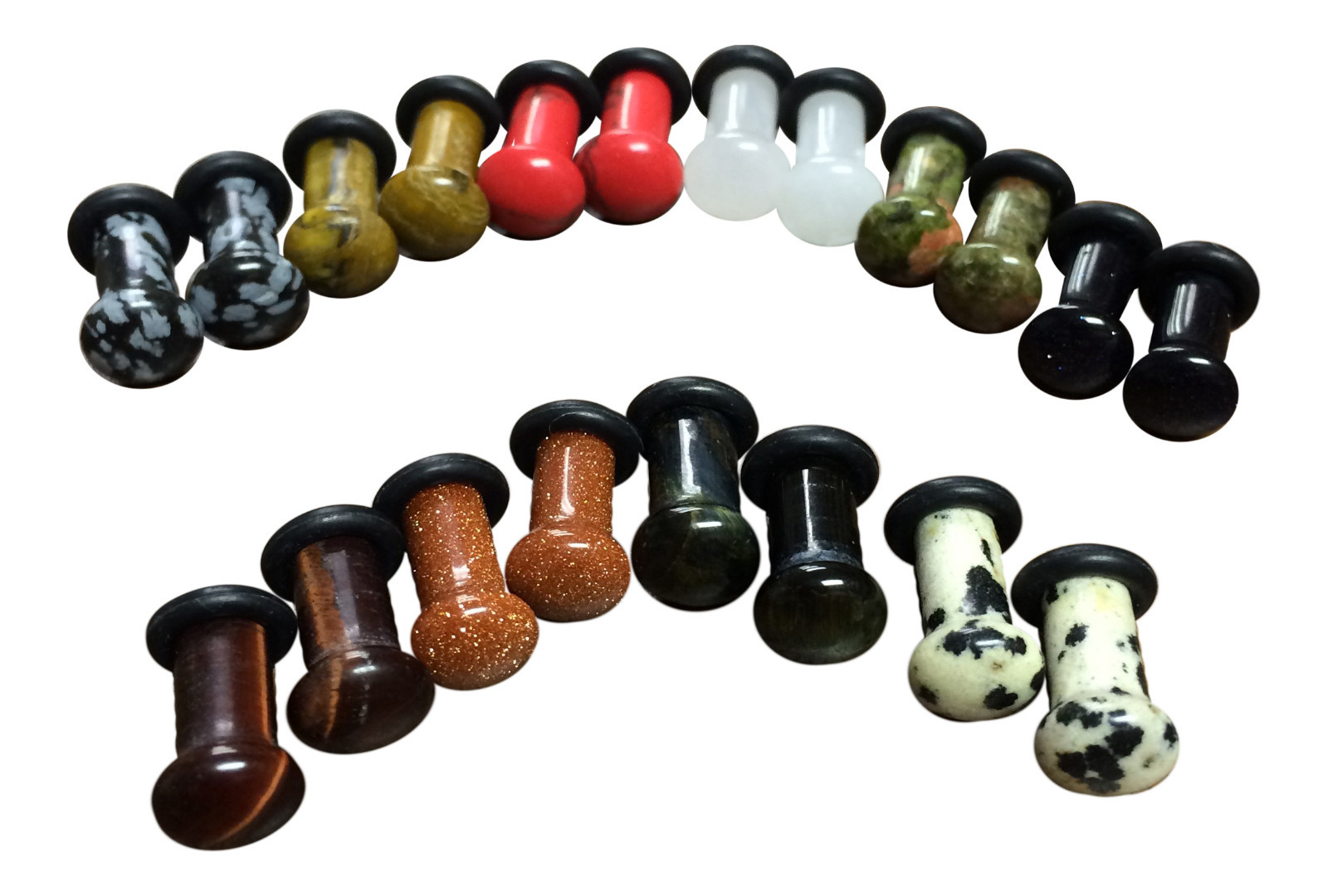 – ALL 10 PAIR – Stone Plugs Organic Single Flare Ear Gauges Body Jewelry (lot 2)