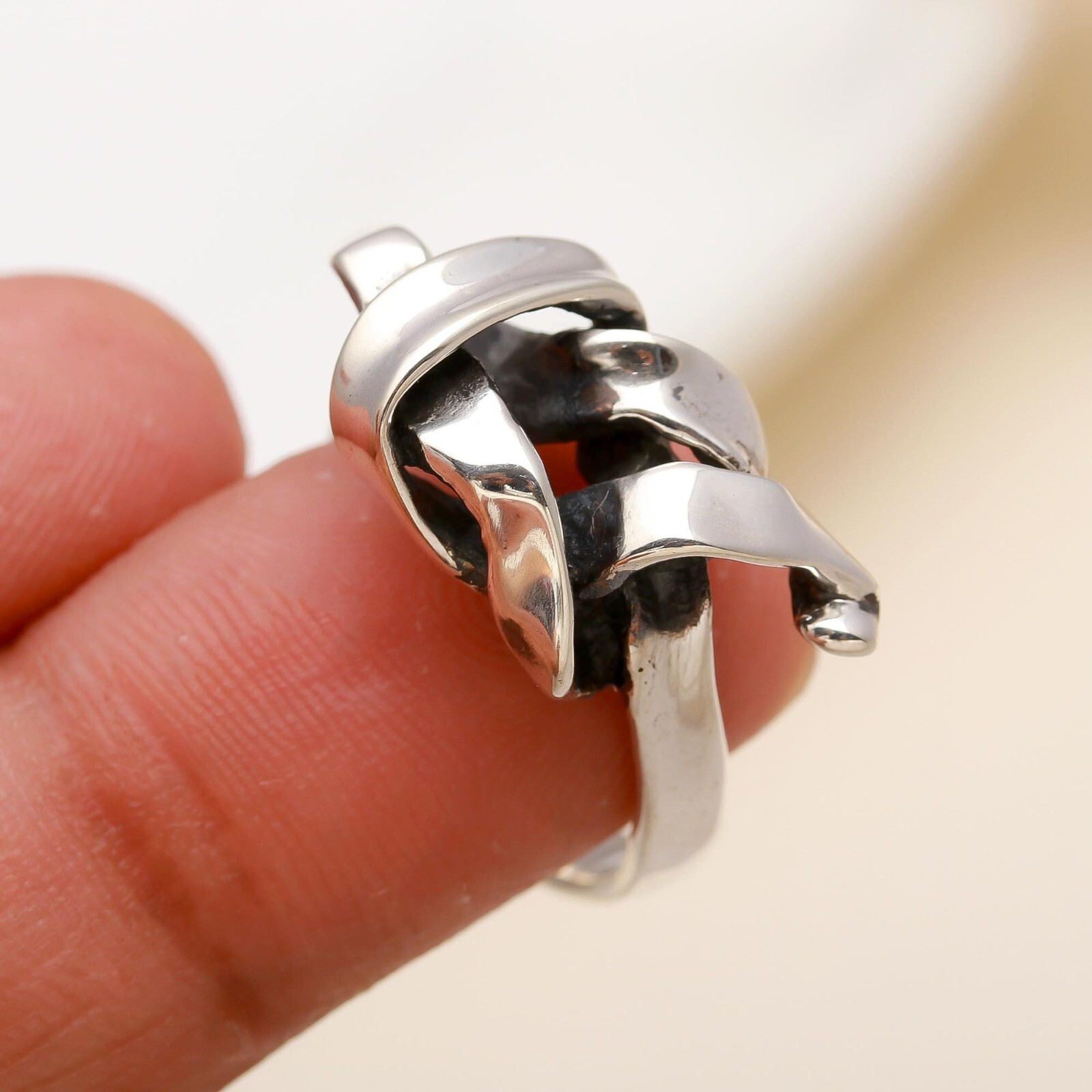 Mother Wedding Trendy Statement Art Deco Unique Ring Jewelry 925 Sterling Silver