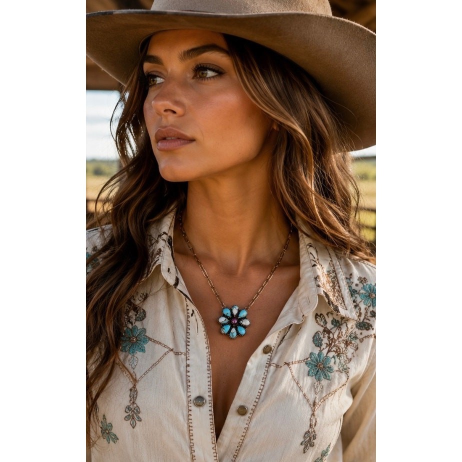 Copper and Turquoise on a beautiful paper clip chain