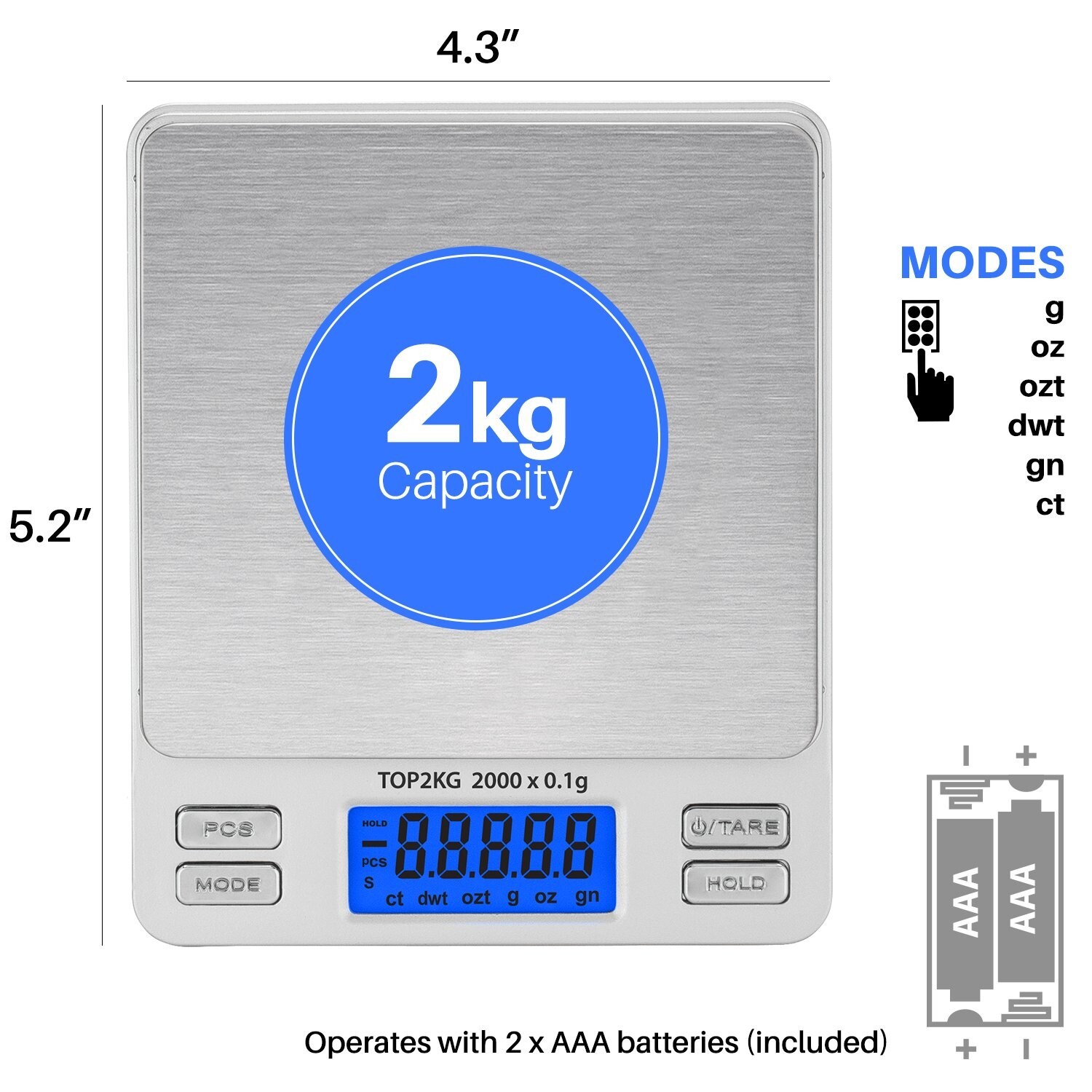 Digital Pro Pocket Scale 2000g x 0.1 Grams Precise Weighing Pocket Scale