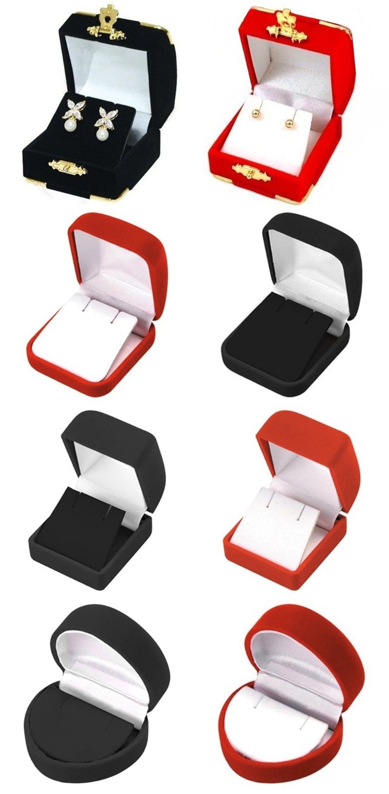 Red or Black Earring Box Velvet Earring Jewelry Gift Boxes Wholesale Lots