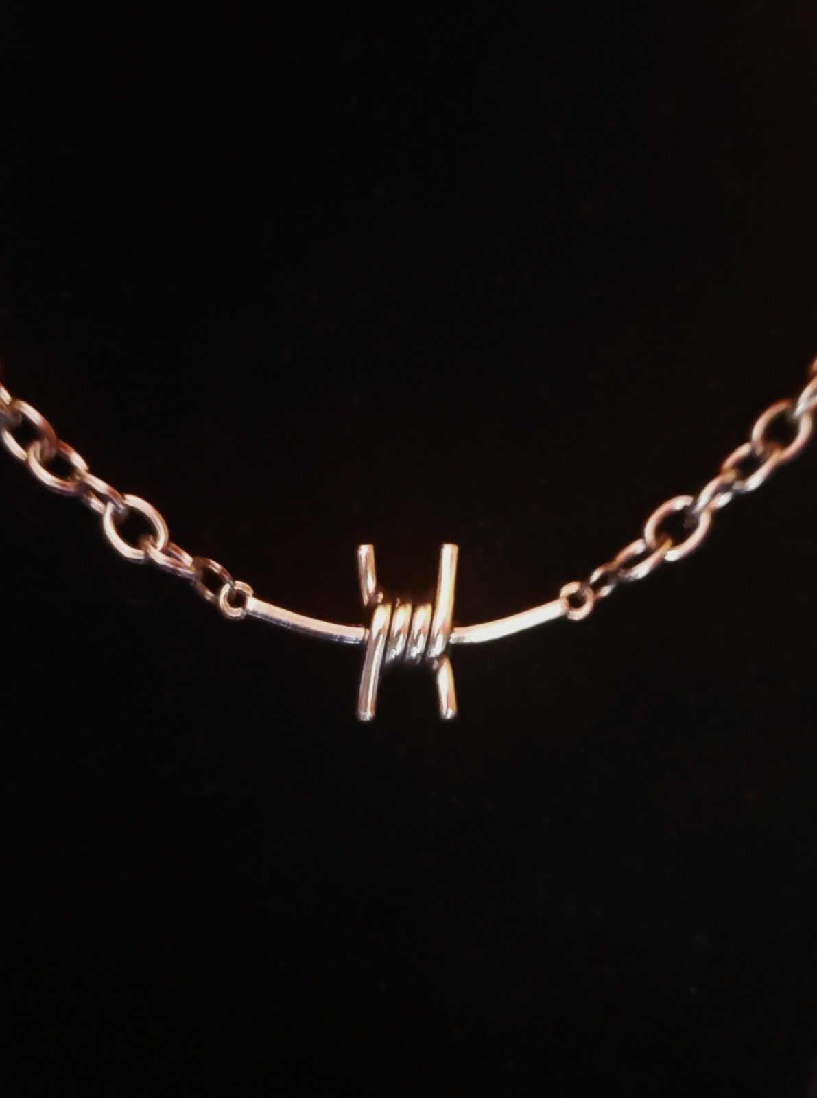 Barbed Wire Necklace Silver Barbed Wire Horizontal Pendant Necklace Adjustable