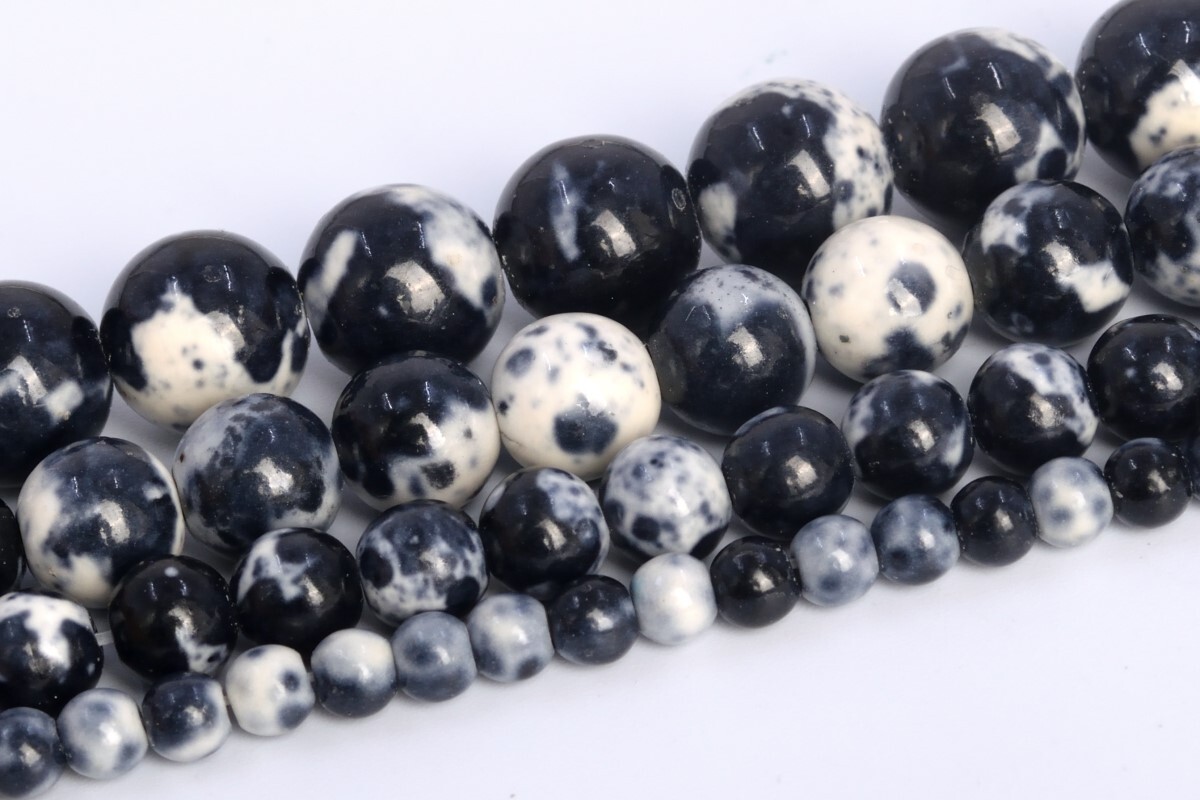 Black & White Rain Flower Jade Orca Agate Beads Round Loose Beads 4/6/8/10MM