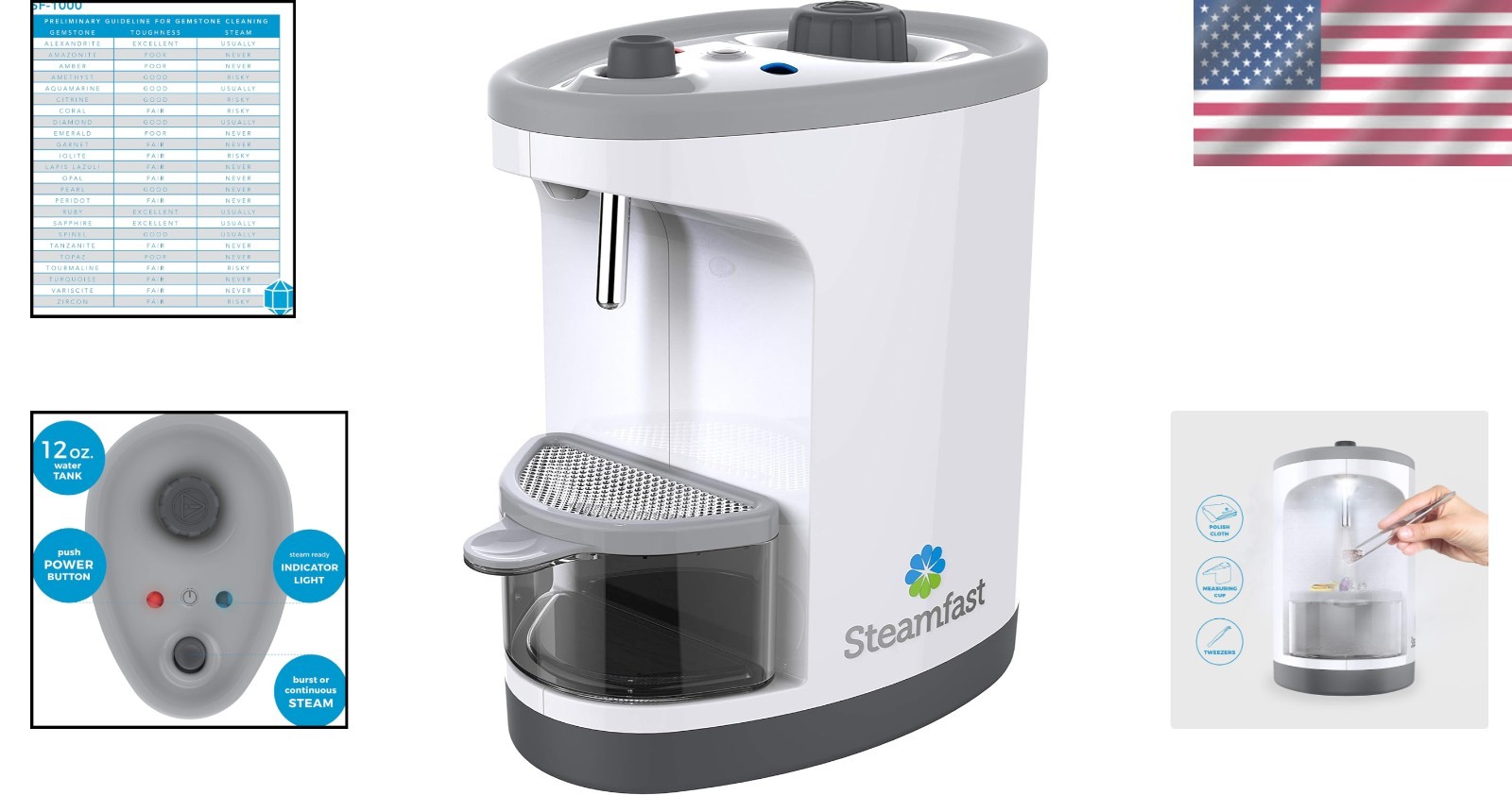 Professional-Grade Steam Jewelry Cleaner – 12oz Capacity, Chemical-Free Shine