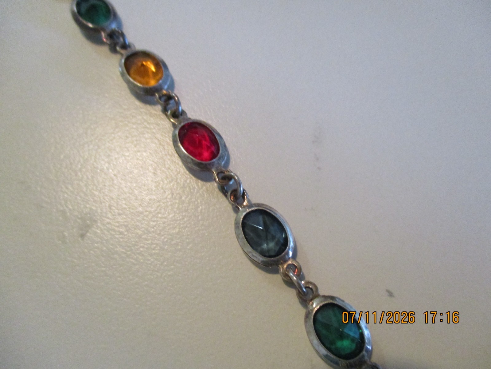 Vintage Milor Tennis Bracelet 925 Sterling Silver Italy Multi Colored Stones