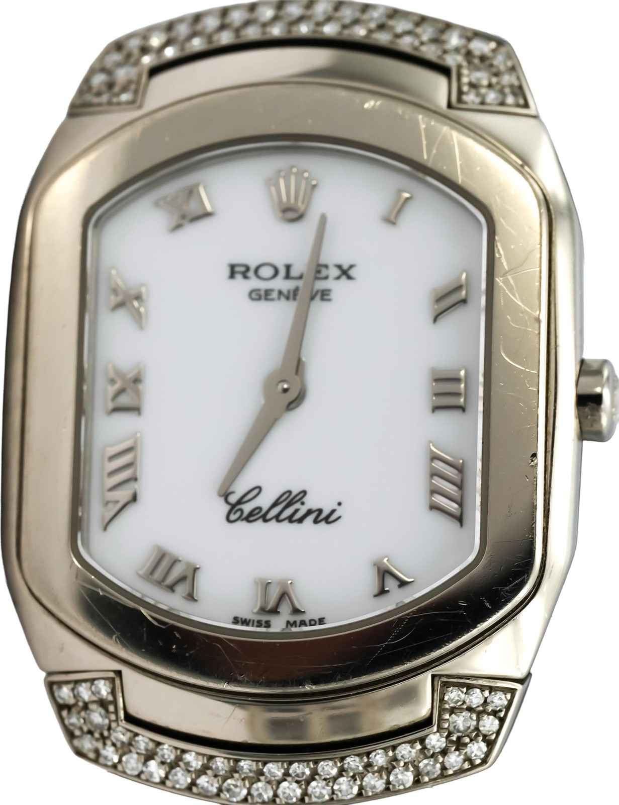 ROLEX 18k White Gold Cellini Cellissima Factory Diamond Bezel Watch Ref 6692