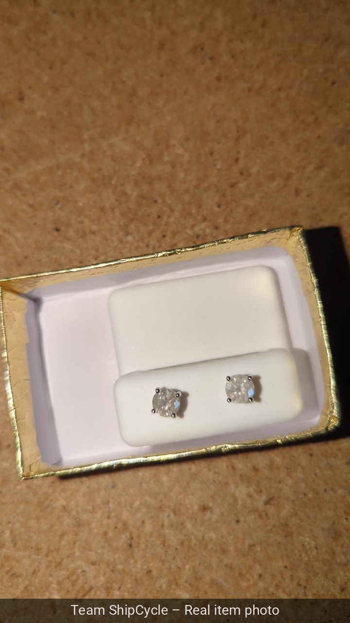 with packaging 183Ct Round Natural Diamond Stud Earrings 14K White Gold G2U