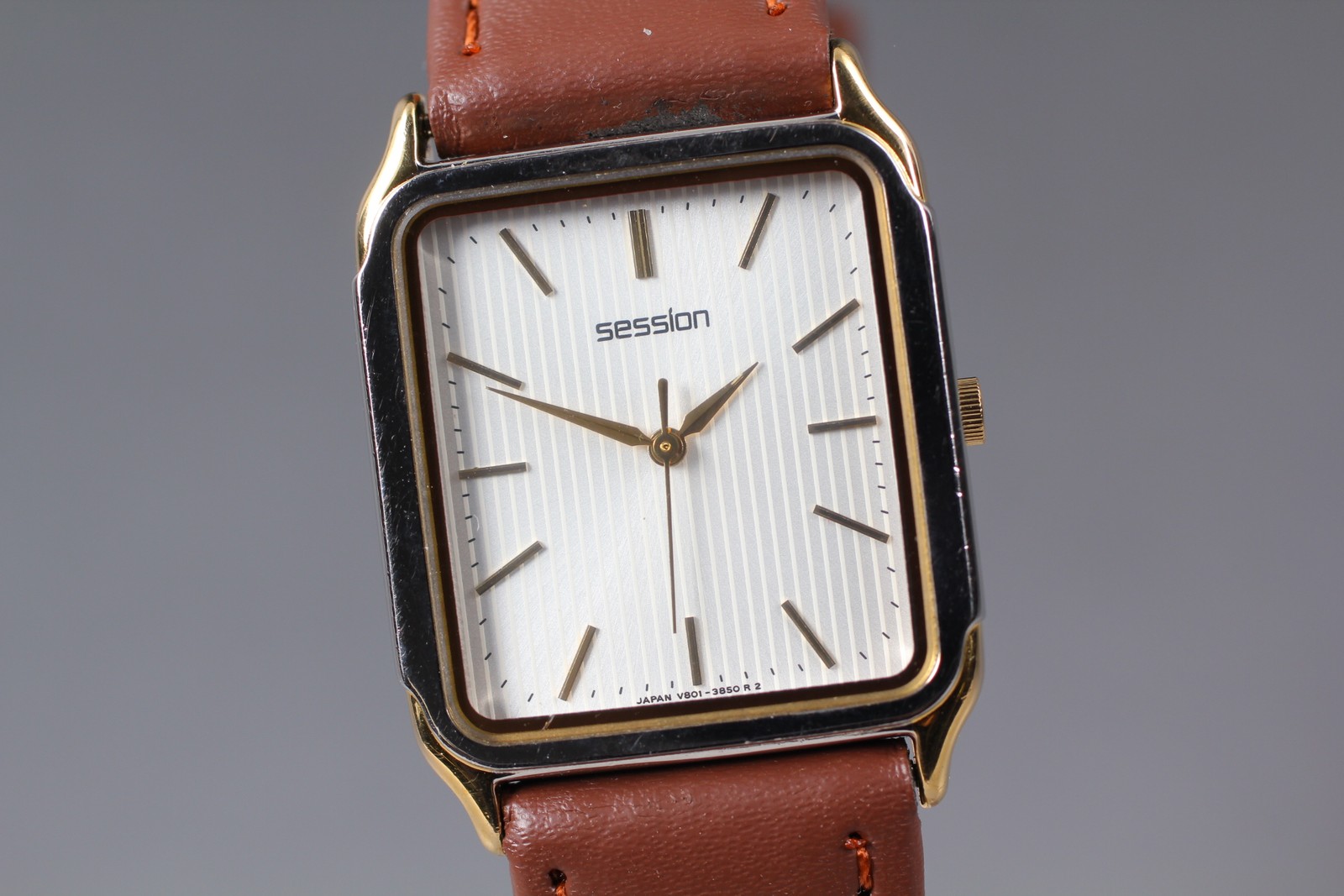 Vintage 1990 *N MINT* Seiko Session V801-5460 Tank Quartz Men Watch From JAPAN